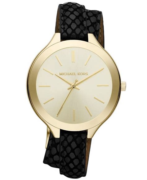 michael michael kors women's slim runway leather watch|Michael Kors men's watches black.